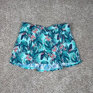 Miraclesuit x Talbots Swim Skirt Women 16 Blue Floral Palm Leaf Control